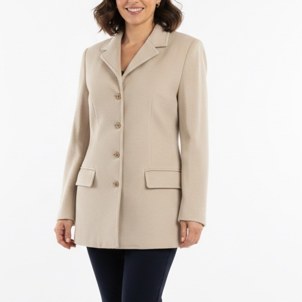 Dolce & Gabbana Vintage Angora Beige Coat Leopard Lined Soft Quiet Luxury Sz 44